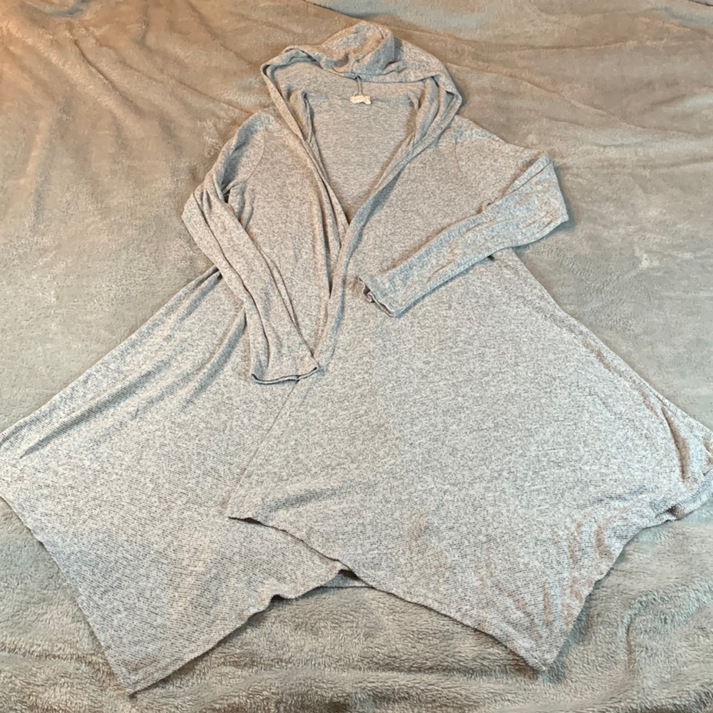 Caution To The Wind Open-Front Lightweight Hooded Cardigan